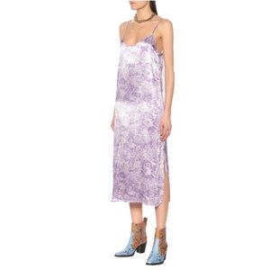 GANNI Floral Satin Silk Dress